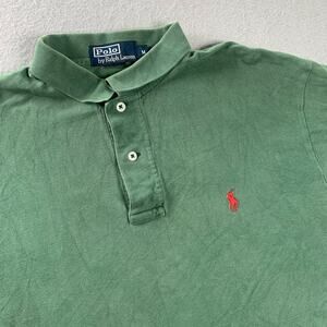 Polo Ralph Lauren Polo Shirt Mens Medium Green Short Sleeve Red Pony Cotton